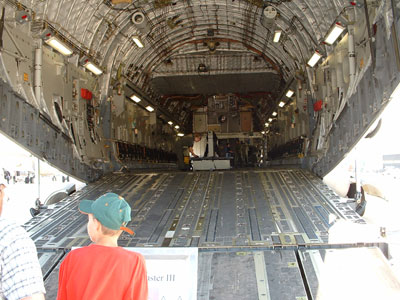 Inside the C-17 cargo bay